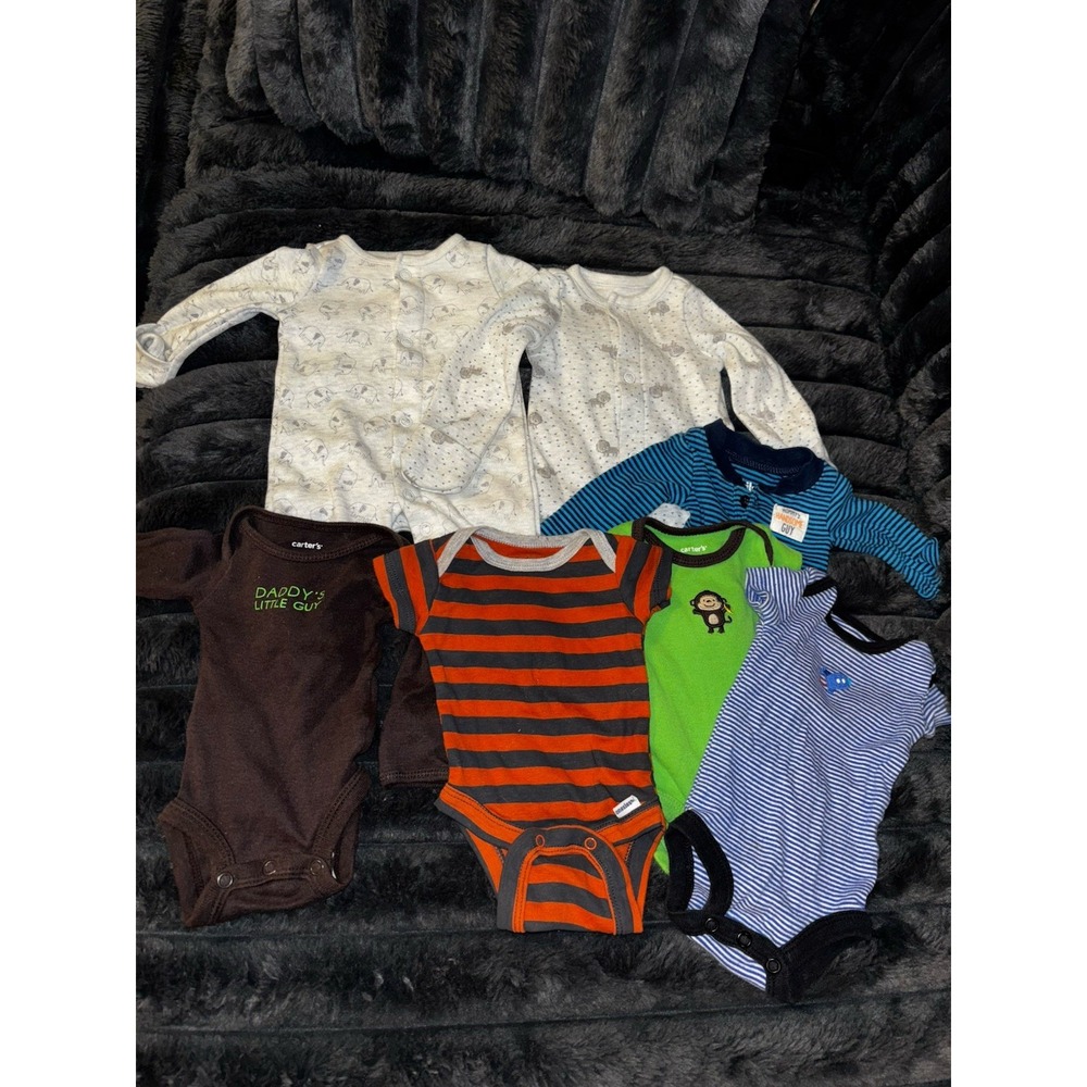 Lot of 7 Piece Baby Boy Clothes Preemie Baby